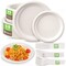 250 Pieces Compostable Paper Plates Disposable Plates Heavy-Duty Paper Plates Biodegradable White Plates for Party Sugarcane Plates Cornstarch Forks Knives Spoons for 50 Guests